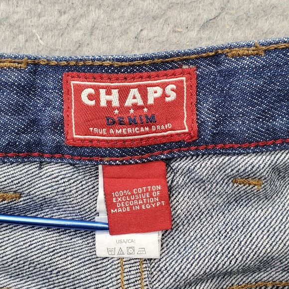Chaps Jeans Mens 42x30 Blue Denim Straight Fit Medium Wash Flat Front Stretch - Picture 7 of 8